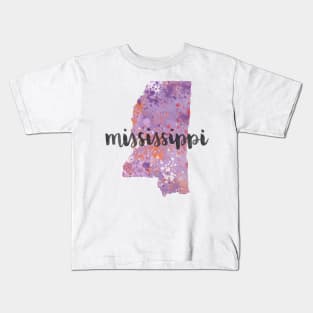 mississippi - calligraphy and abstract state outline Kids T-Shirt